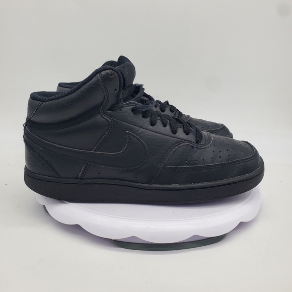 Nike Shoe Men's 8 Court Vision CD5466-002 Triple Black Mid Training Sneakers - Picture 7 of 8